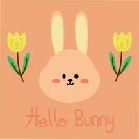 schattig konijn, Hallo konijn illustratie voor sticker, label, label, geschenk omhulsel papier vector
