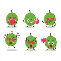 durian tekenfilm karakter met liefde schattig emoticon vector