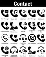 een reeks van 20 contact pictogrammen net zo telefoontje bericht, muziek- telefoongesprek, 24x7 telefoontje vector