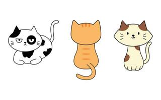 schattig kat tekening hand getekend tekenfilm voor element, illustratie, decoratie, sticker, Notitie vector