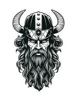 viking hoofd zwart en wit vector