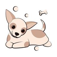 schattige cartoon vector illustratie icoon van een chihuahua puppy hondje. het is een plat ontwerp.