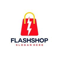 flash boodschappen doen logo concept illustratie. winkel flash logo bedrijf vector ontwerp.