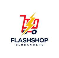 flash boodschappen doen logo concept illustratie. winkel flash logo bedrijf vector ontwerp.