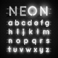 Hoog gedetailleerde neon lettertype ingesteld, vector illustratie
