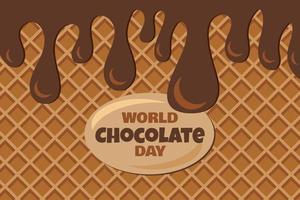 wereldchocoladedagbanners met tekst en smakelijke dessertachtergrond vector