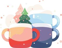 hand- getrokken Kerstmis koffie mok in vlak stijl vector