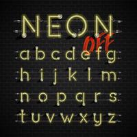 Hoog gedetailleerde neon lettertype ingesteld, vector illustratie