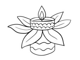 bloem diwali diya lamp schetsen. vector hand- getrokken diwali lamp groet kaart