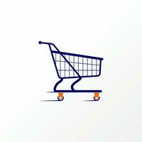 logo ontwerp grafisch concept creatief abstract premie vector voorraad snel winkel trolley met rennen snel. verwant naar ecommerce snelheid boodschappen doen Actie naar markt