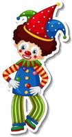 stickersjabloon met happy clown stripfiguur vector