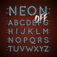 Hoog gedetailleerde neon lettertype ingesteld, vector illustratie