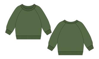 lang mouw sweater technisch tekening mode vlak schetsen vector sjabloon voor Mannen. trui jurk ontwerp bespotten omhoog voorkant en terug keer bekeken