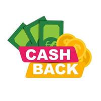 geld cashback poster met gouden dollar munten. vector illustratie