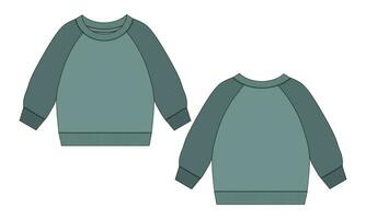 lang mouw sweater technisch tekening mode vlak schetsen vector sjabloon voor Mannen. trui jurk ontwerp bespotten omhoog voorkant en terug keer bekeken