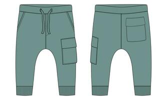 joggingbroek mode vlak schetsen vector illustratie sjabloon voor kinderen. kleding kleding ontwerp bespotten omhoog