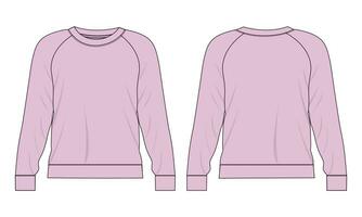 lang mouw sweater technisch mode vlak schetsen vector illustratie sjabloon voorkant en terug keer bekeken. fleece Jersey sweater trui jumper voor Mannen en jongens.