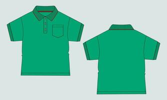 kort mouw met zak- vector illustratie polo overhemd sjabloon voor baby jongens