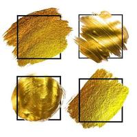 gouden grunge penseel verf penseelstreek met vierkante frame achtergronden instellen. vector illustratie