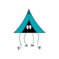 camping tent met voelhoorn mascotte karakter vector illustratie kleur kinderen tekenfilm clip art