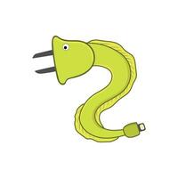 grappig paling oplader mascotte karakter vector illustratie kleur kinderen tekenfilm clip art