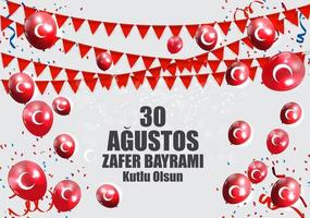 30 augustus, dag van de overwinning Turks spreken agustos, zafer bayrami kutlu olsun. vector illustratie