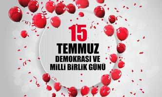 15 juli, fijne feestdagen democratie republiek turkije turks spreken 15 temmuz demokrasi ve milli birlik gunu. vector illustratie