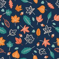 herfst naadloos patroon met verschillend bladeren. hand- tekening vector bladeren