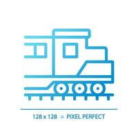 locomotief pixel perfect helling lineair vector icoon. diesel motor. vracht trein. het spoor vervoer voertuig. macht auto. dun lijn kleur symbool. modern stijl pictogram. vector geïsoleerd schets tekening