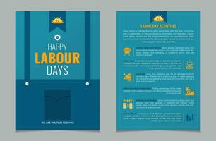 arbeid dag werkzaamheid lay-out sjabloon, arbeid dag a4 poster of folder sjabloon, vector illustratie eps 10