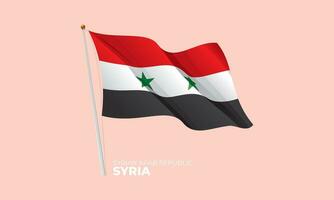 Syrië vlag golvend Bij de vlaggenmast. vector 3d