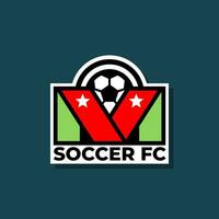 voetbal logo badge met een voetbal illustratie. sport team logo vector sjabloon.