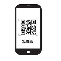 vector mobiele telefoon scan qr code op scherm pictogram symbool op witte achtergrond.