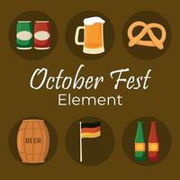 reeks van element Oktoberfest poster ontwerp. vector illustratie