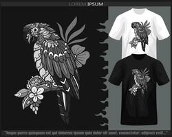 monochroom ara vogel mandala kunsten geïsoleerd Aan zwart en wit t shirt. vector
