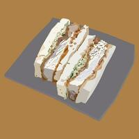 katsu sando Japans belegd broodje melk brood gevulde met varkensvlees schnitzels vector