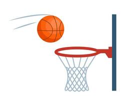 basketbal. bal vliegend in de basketbal ring. vector illustratie.