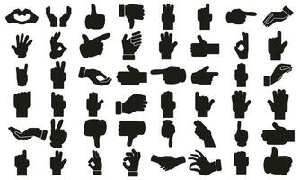 vector illustratie van verzameling van hand- gebaren silhouetten, hand- vector, grootste verzameling van vector pictogrammen handen
