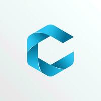 letter c cyber play blauw logo vector