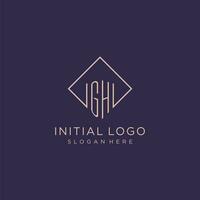 initialen gh logo monogram met rechthoek stijl ontwerp vector