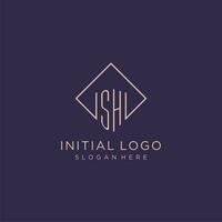 initialen sh logo monogram met rechthoek stijl ontwerp vector