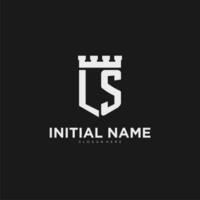 initialen ls logo monogram met schild en vesting ontwerp vector