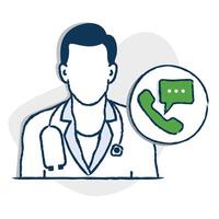 telehealth vector illustratie, virtueel dokter vector illustratie, online dokter vector illustratie, vector bewerkbare illustratie. telefoon dokter vector illustratie.