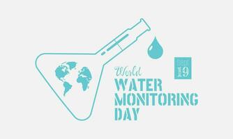 wereld water toezicht houden dag groet met water druipend van een meten fles vector