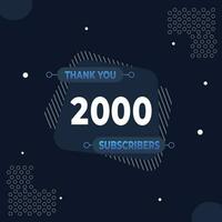 dank u 2k abonnees of volgers. web sociaal media modern post ontwerp vector