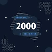 dank u 2k abonnees of volgers. web sociaal media modern post ontwerp vector