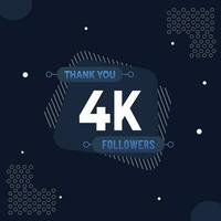 dank u 4k abonnees of volgers. web sociaal media modern post ontwerp vector