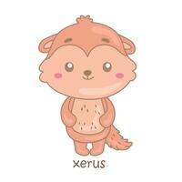alfabet X voor xerus woordenschat school- les lezing tekenfilm illustratie vector clip art sticker
