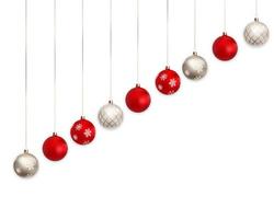 3D-kerstballen voor vakantie Nieuwjaar ontwerp op witte achtergrond. vector illustratie