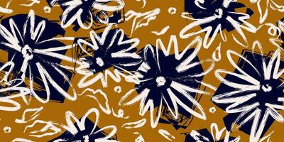 een bruin en wit bloemen patroon Aan een bruinen achtergrond vector